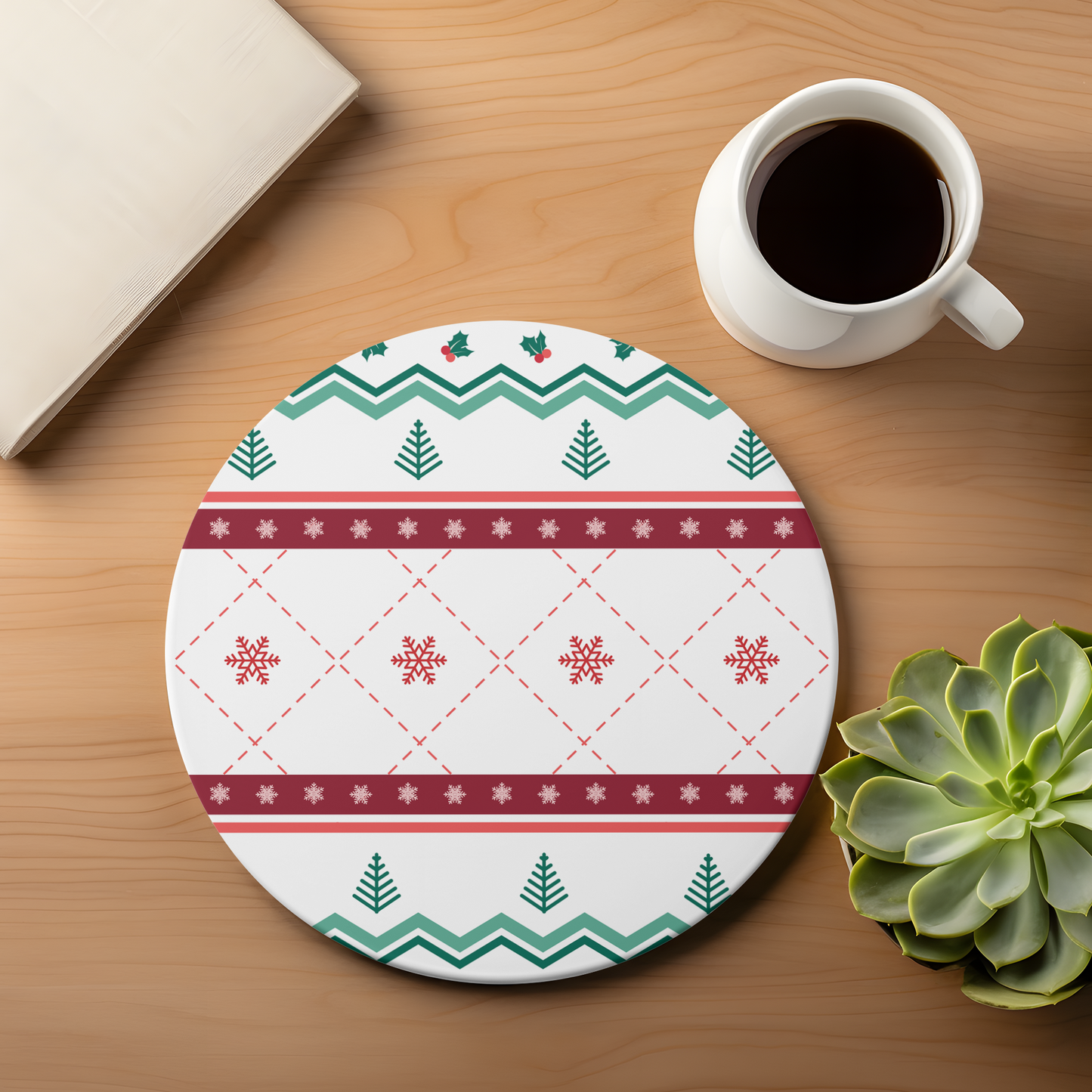 Christmas Ugly Sweater Ceramic Coaster