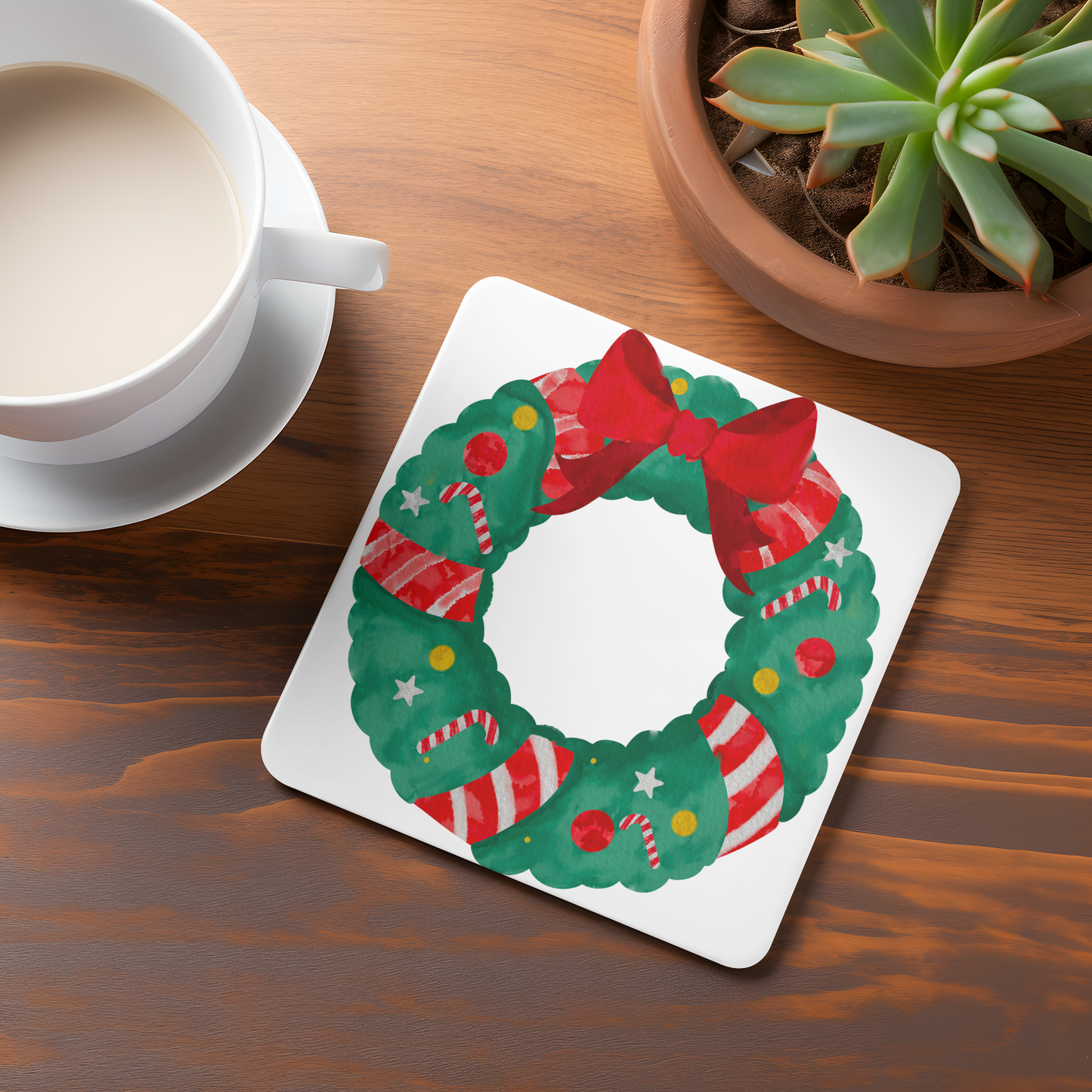 Christmas Garland Ceramic Coaster