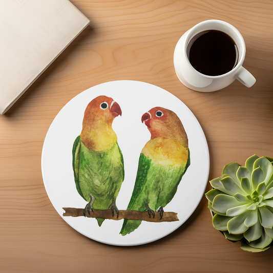 Parakeet Couple Ceramic Coaster