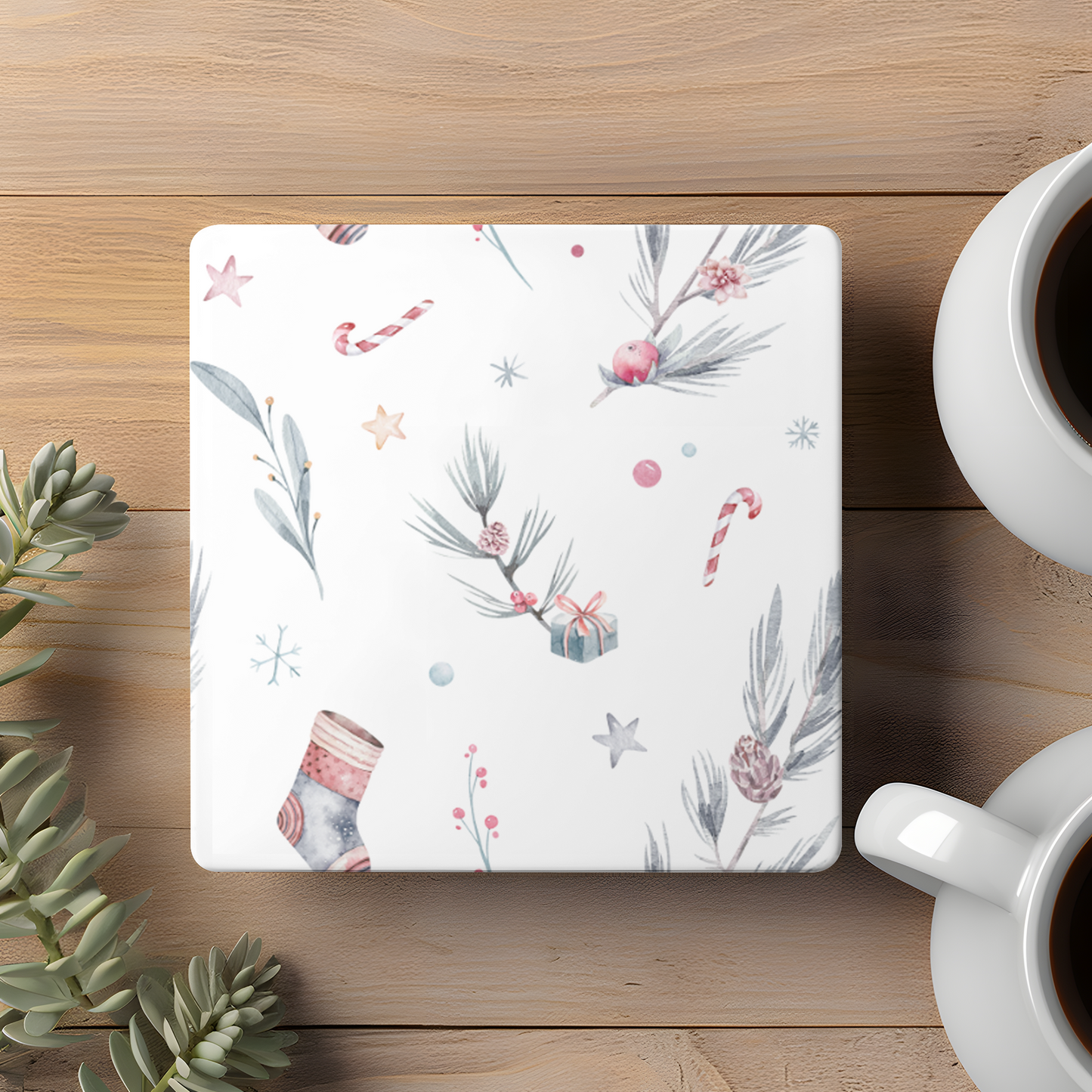 Minimalist Christmas Ceramic Coaster