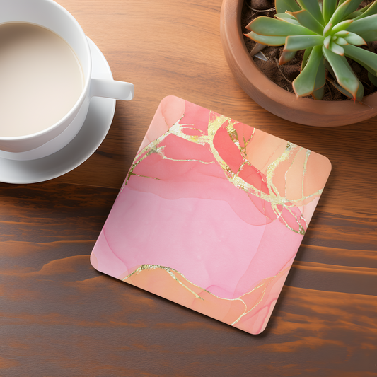 Ceramic Coaster - Modern Pink and Gold Inspiration