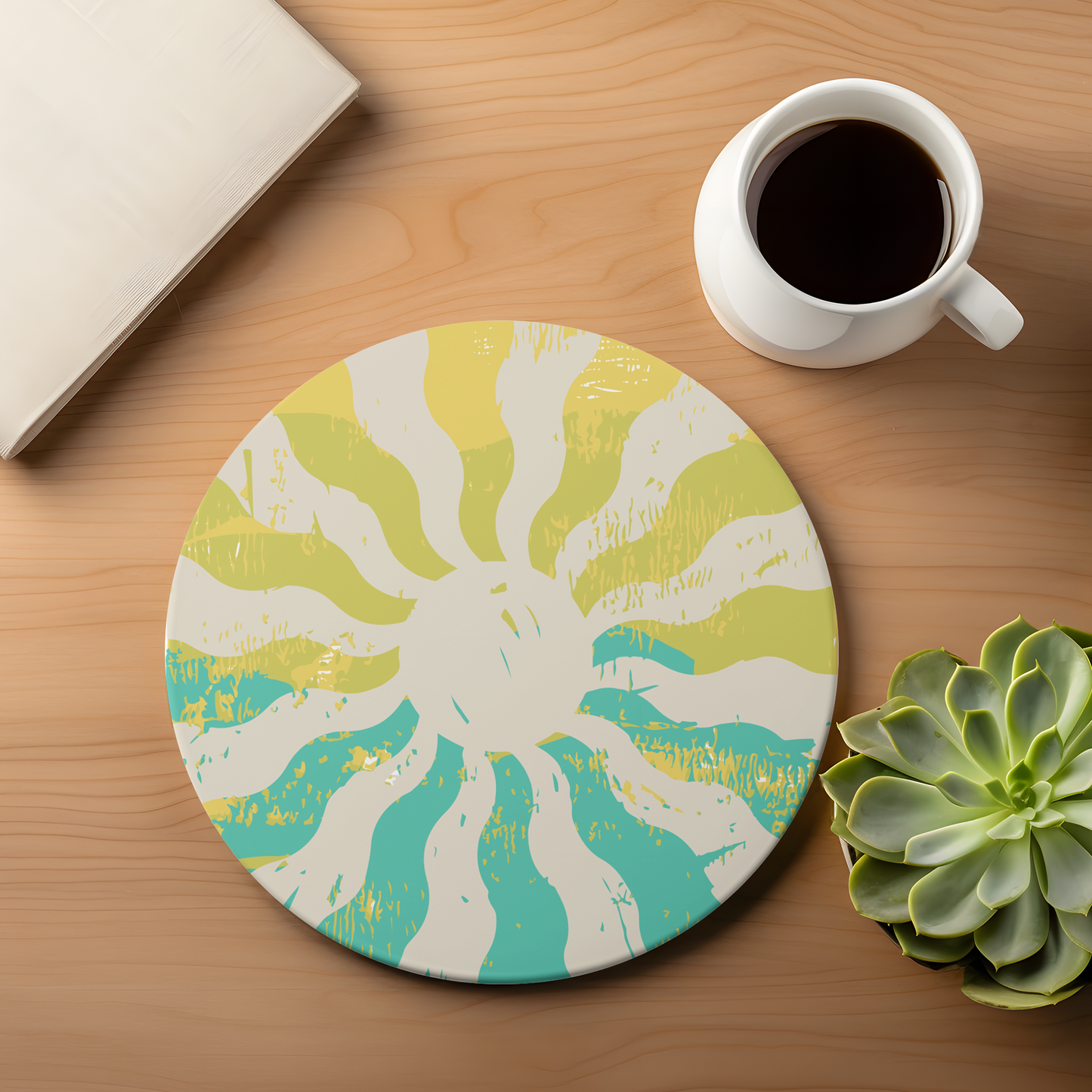 Hippie Sun Ceramic Coaster