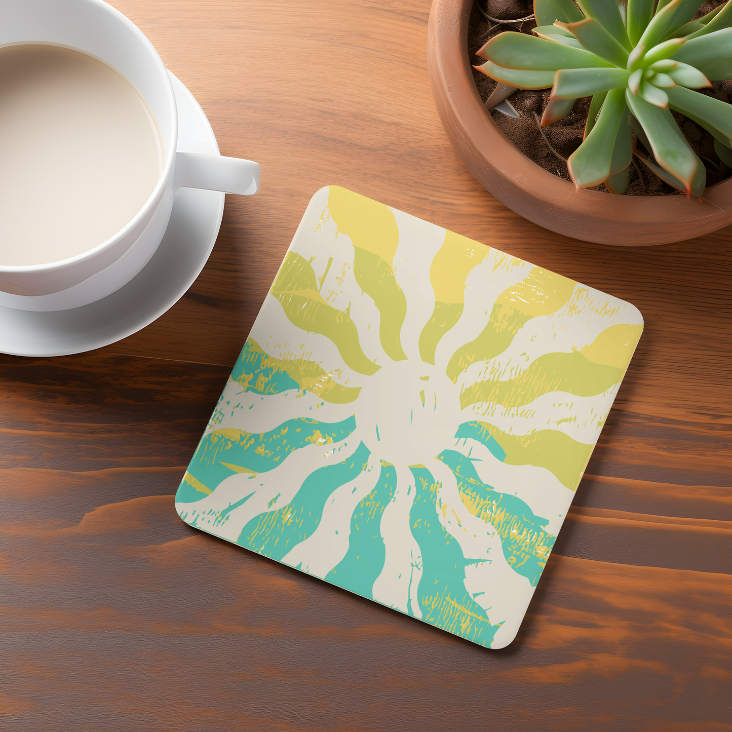 Hippie Sun Ceramic Coaster