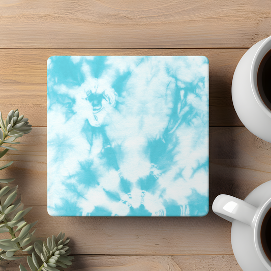 Light Blue Tie Dye Ceramic Coaster